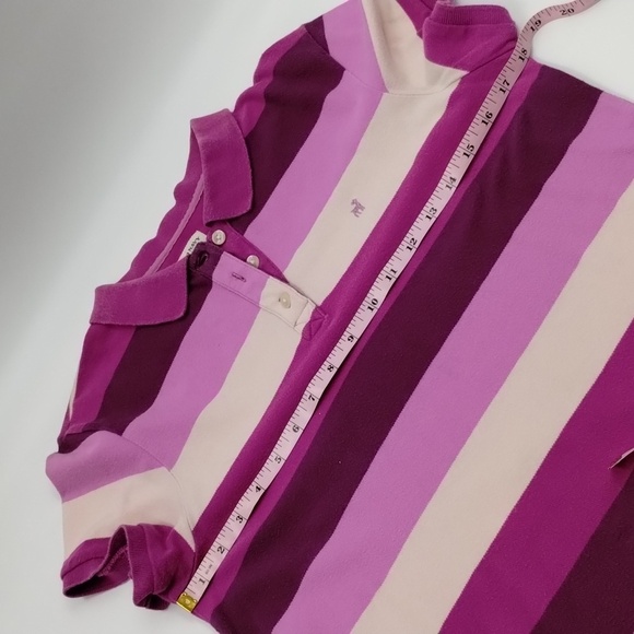 Old Navy size large graphic stripes pinks and purple athletic prep polo top - Picture 4 of 12